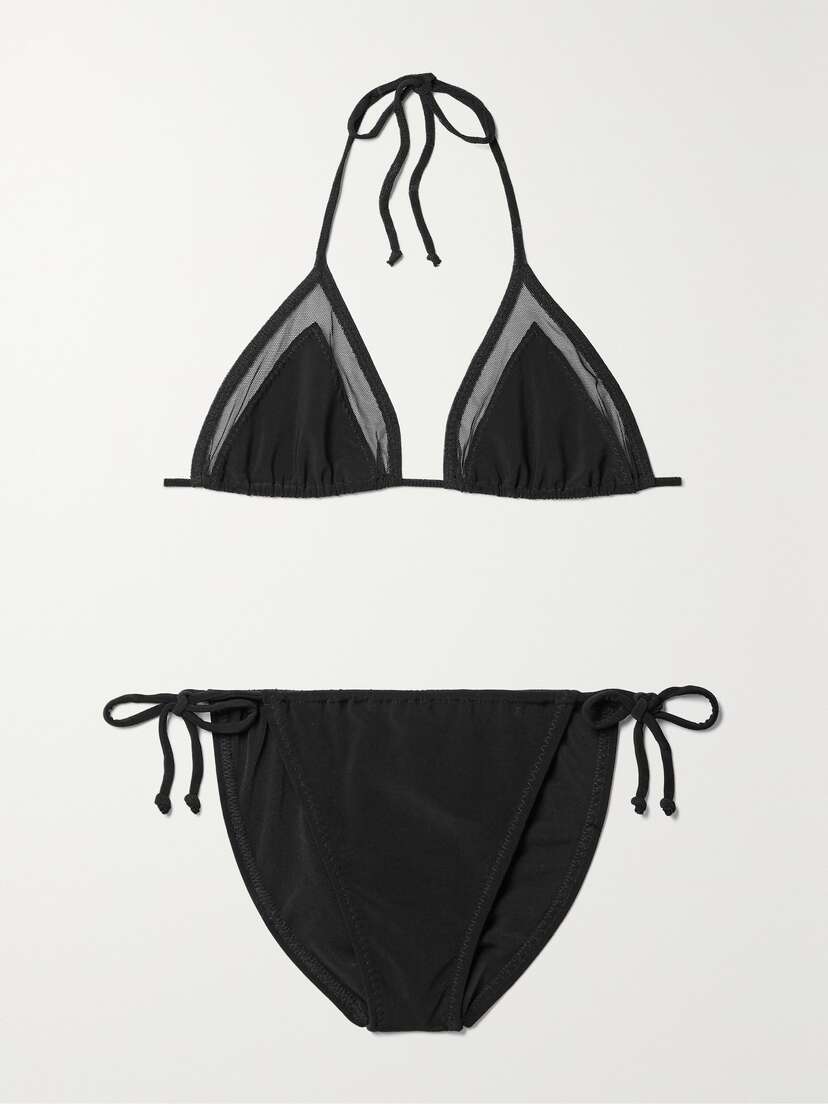 Norma Kamali Stretch-mesh-trimmed Triangle Bikini
