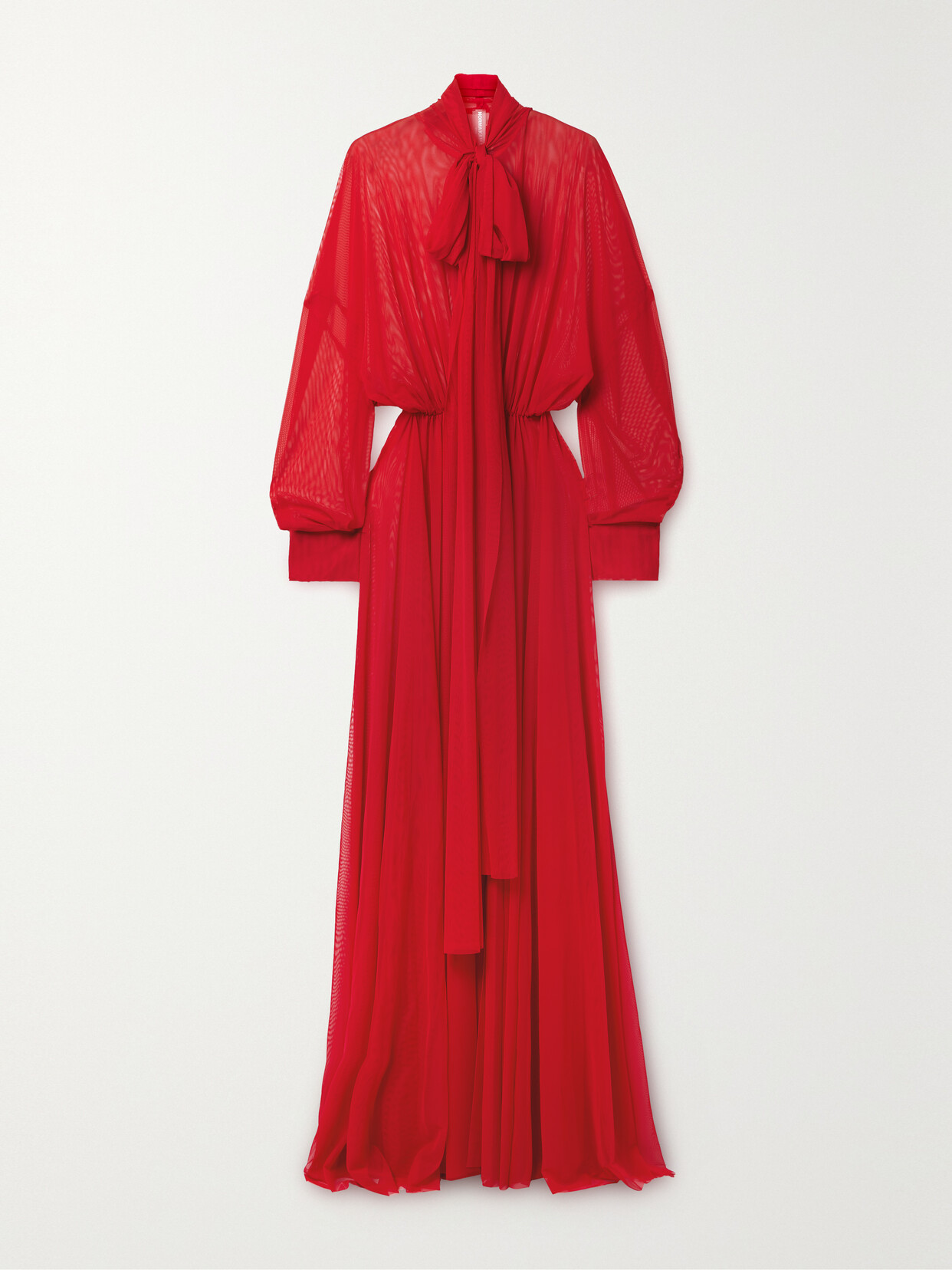 Norma Kamali Super Oversized Boyfriend Tie-neck Flared Gown In Red