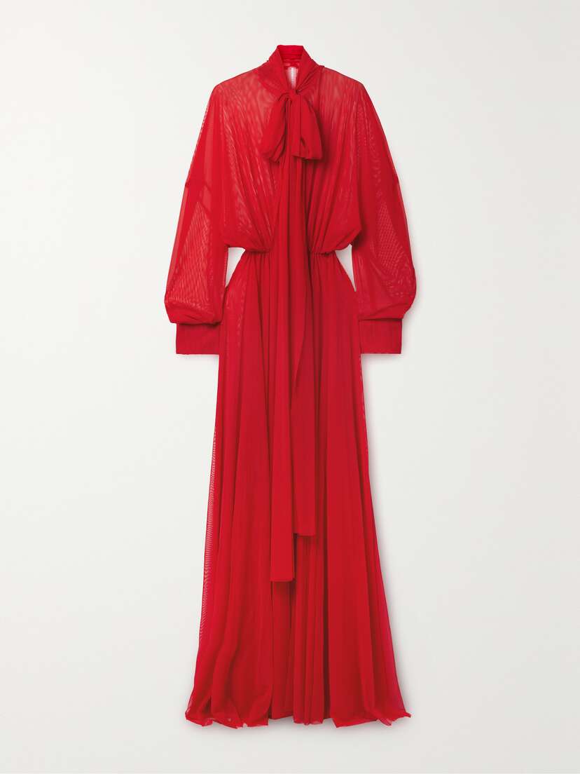 Norma Kamali Oversized Tie-neck Stretch-mesh Gown - x large