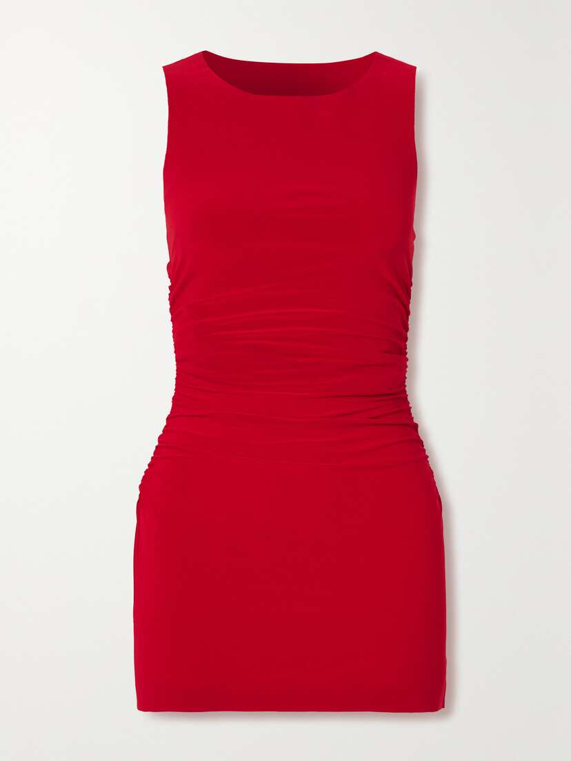Norma Kamali Pickleball Ruched Stretch-jersey Mini Dress - x large