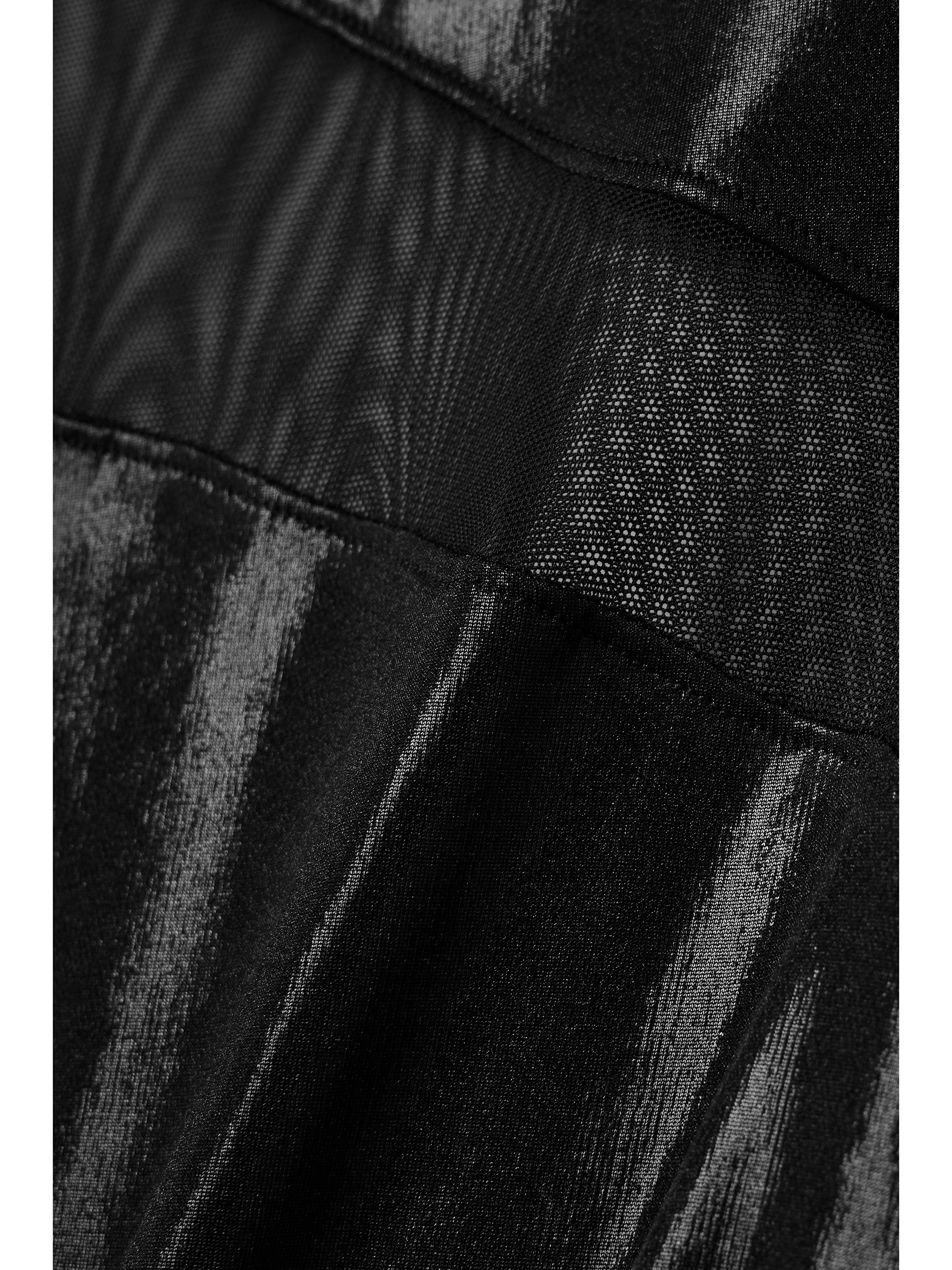 Norma Kamali Snake one-shoulder mesh-paneled metallic stretch-jersey gown