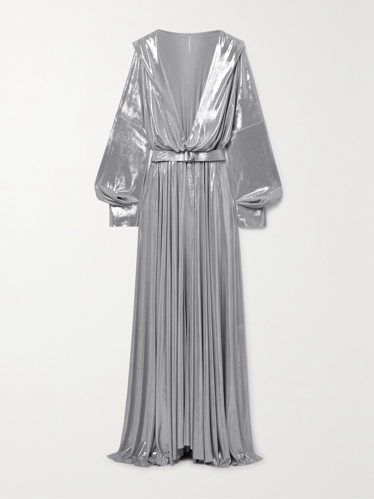 Norma Kamali - Belted Gathered Stretch-lamé Gown - Black