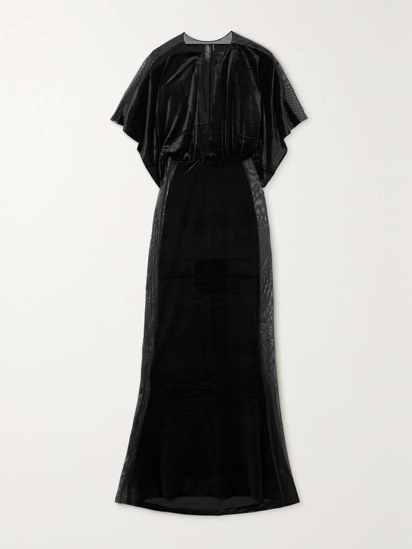 Norma Kamali Obie Tulle-trimmed Velvet Gown - x large