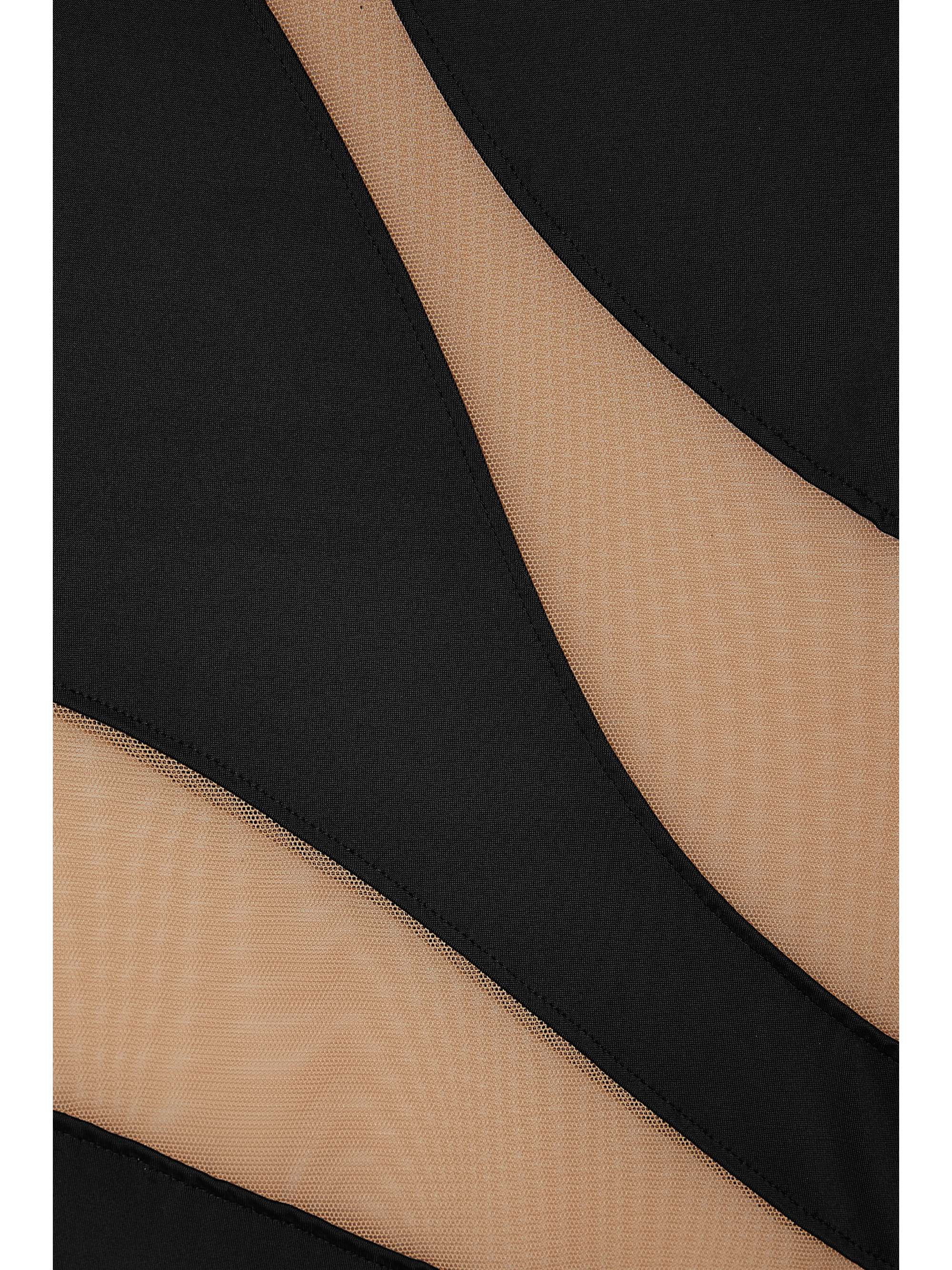 NORMA KAMALI Tuta monospalla in jersey stretch con inserti in mesh Snake