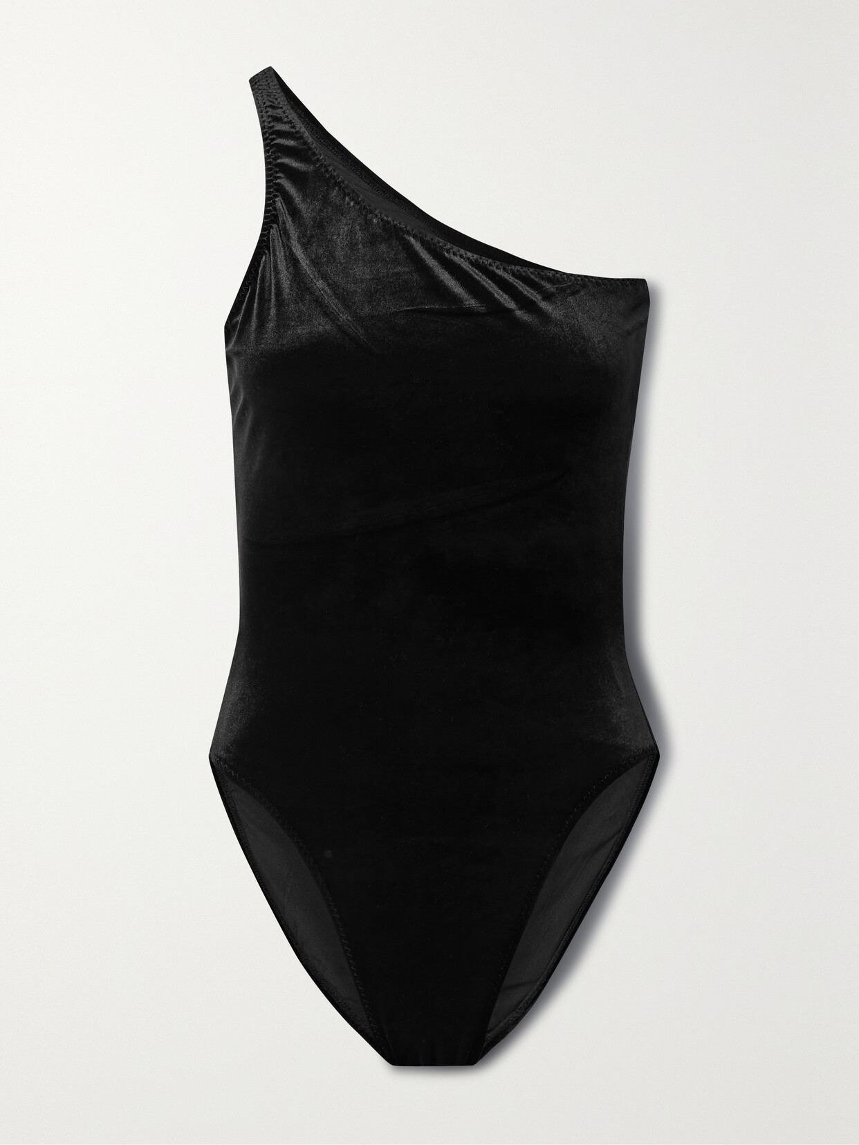 Norma Kamali Mio One-shoulder Stretch-velvet Swimsuit - Black