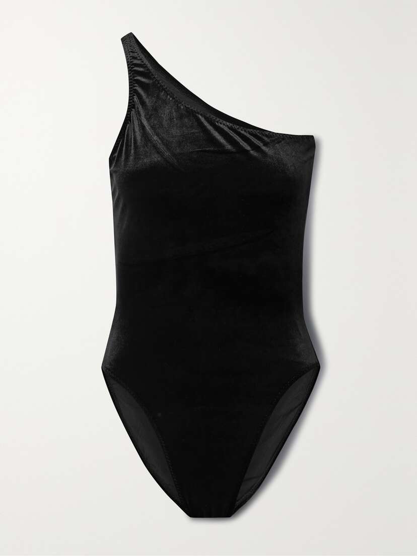 Norma Kamali Mio One-shoulder Stretch-velvet Swimsuit - x large