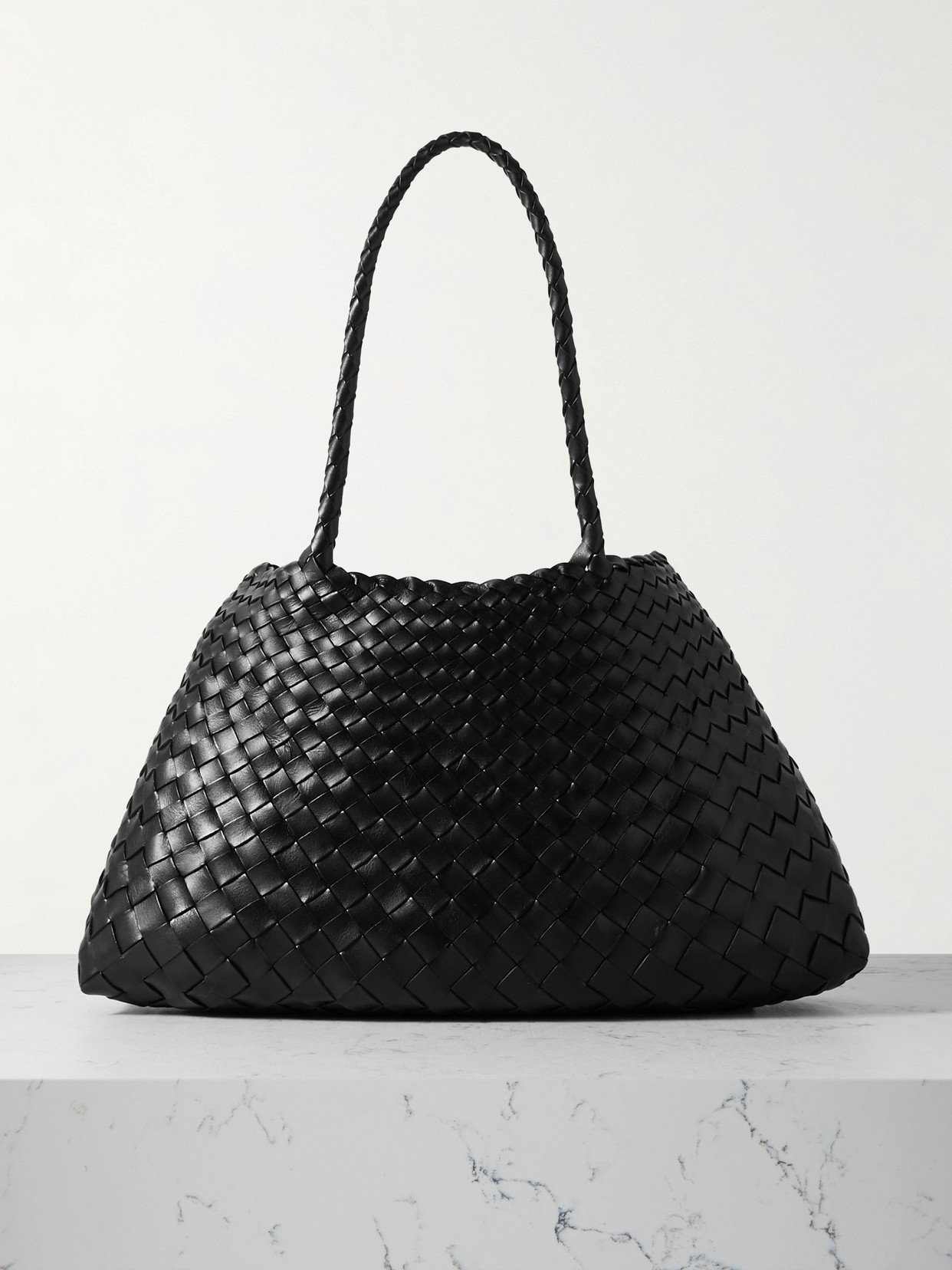 Dragon Diffusion Santa Croce Big Woven Leather Tote In Black