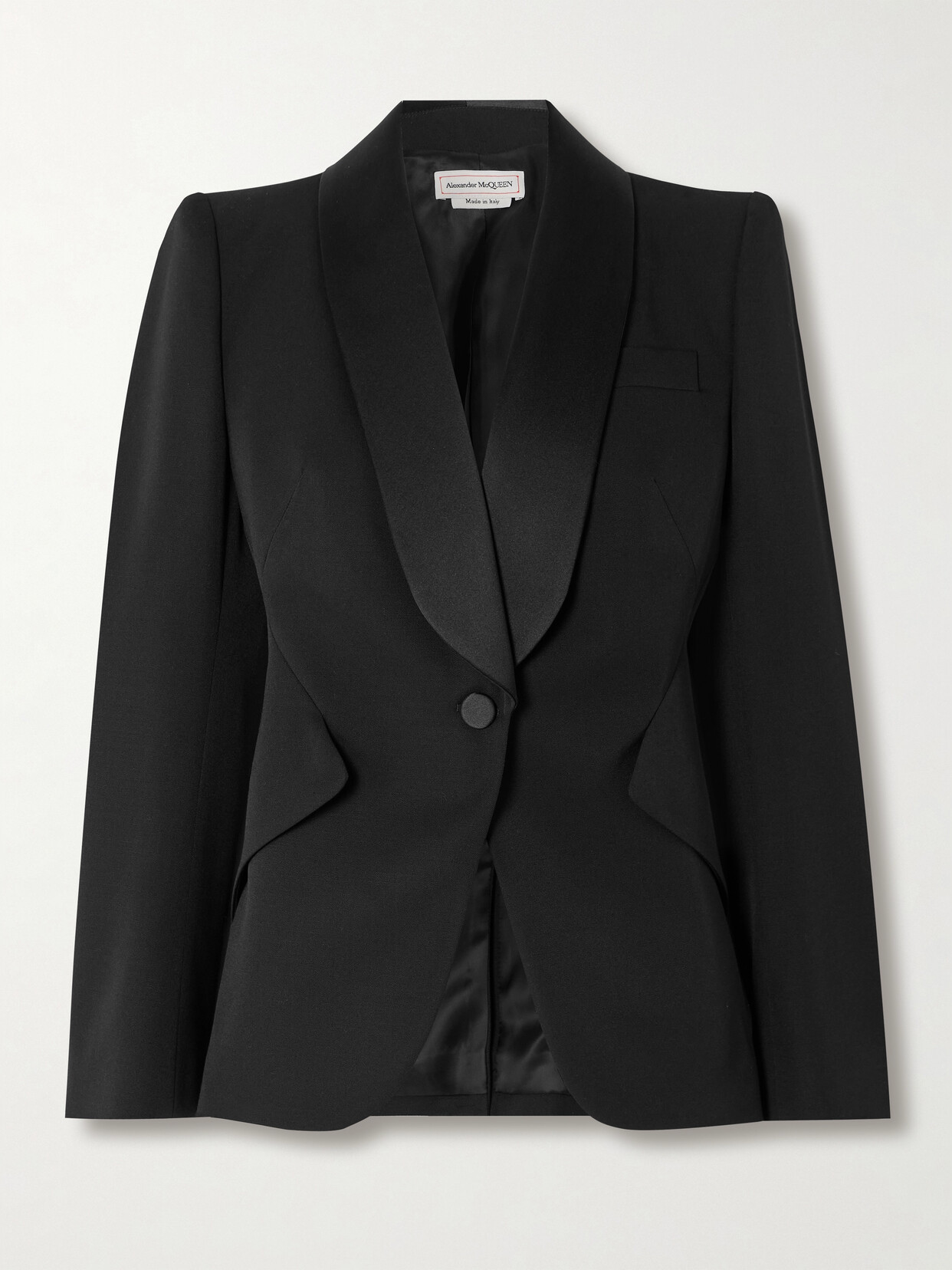 Alexander McQueen - Silk-blend Satin-trimmed Grain De Poudre Wool Blazer - Black