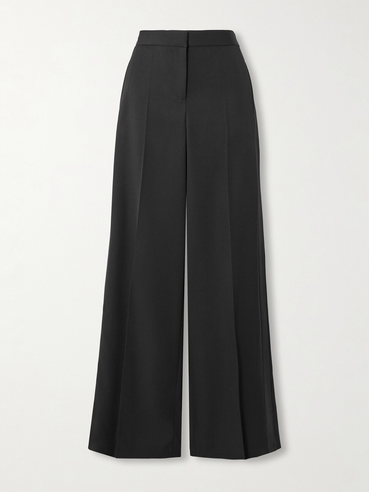 ALEXANDER MCQUEEN SATIN-TRIMMED GRAIN DE POUDRE WOOL WIDE-LEG PANTS