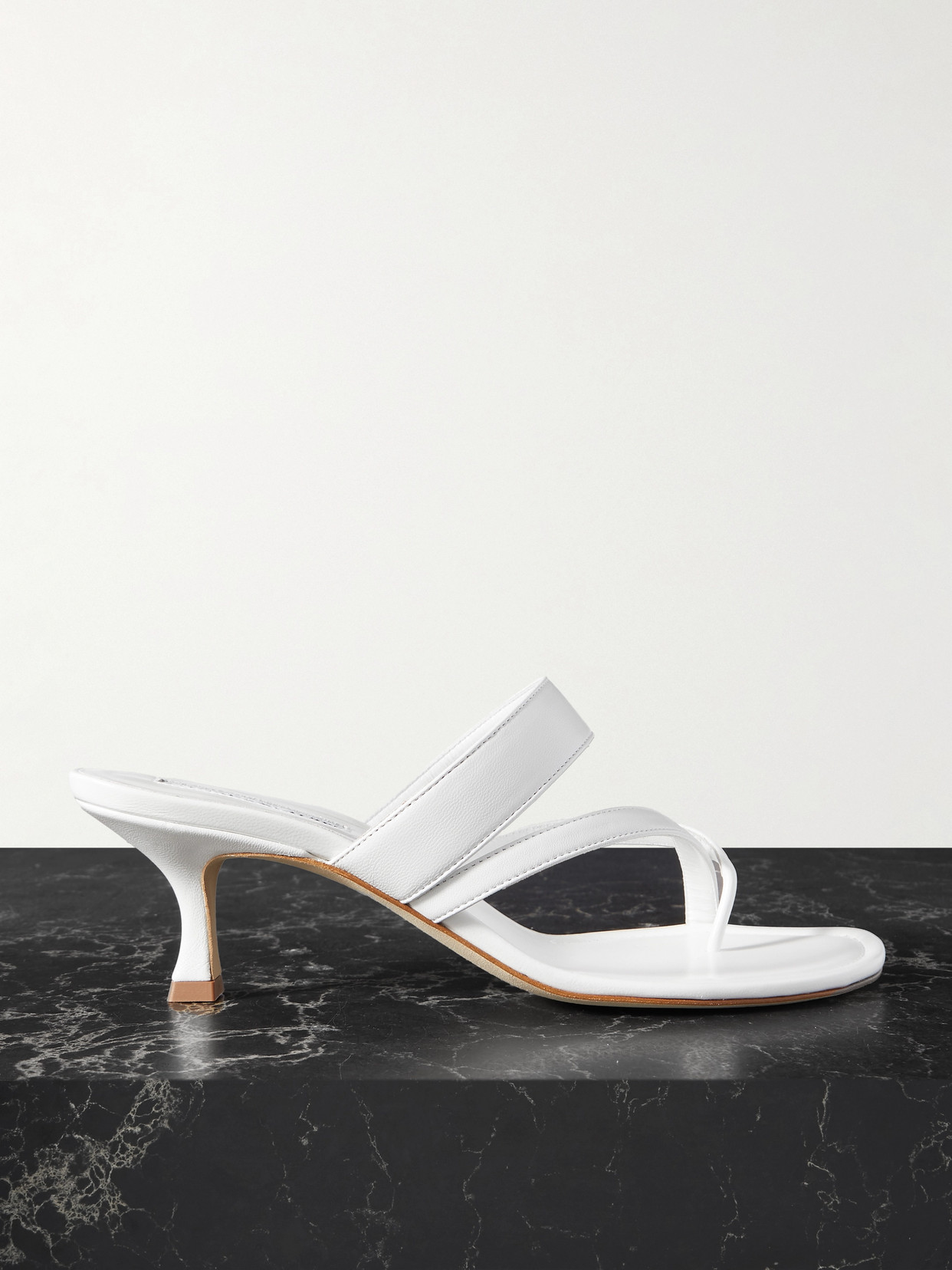 Manolo Blahnik Susa 50 Leather Sandals In White