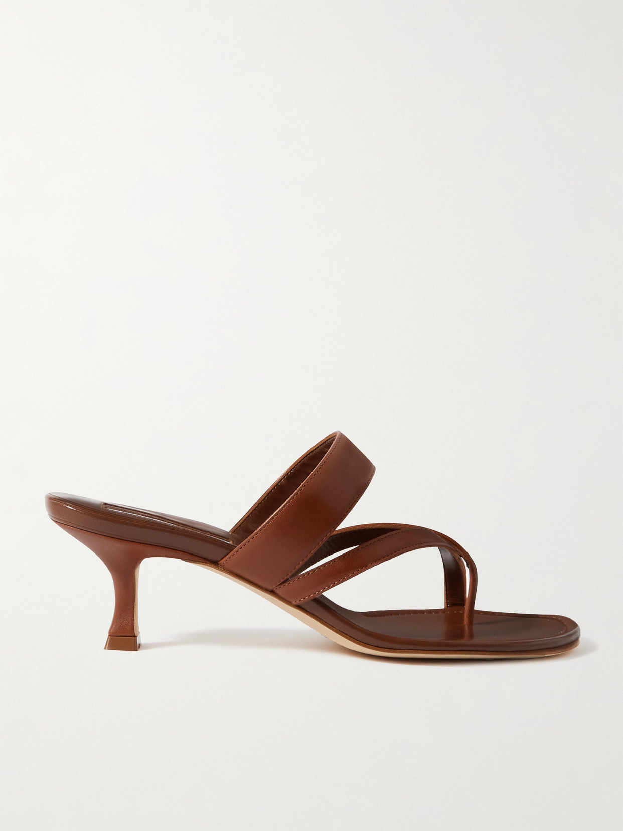 Shop Manolo Blahnik Susa 50 Leather Sandals In Brown