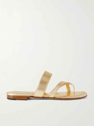 MANOLO BLAHNIK Susa metallic leather sandals