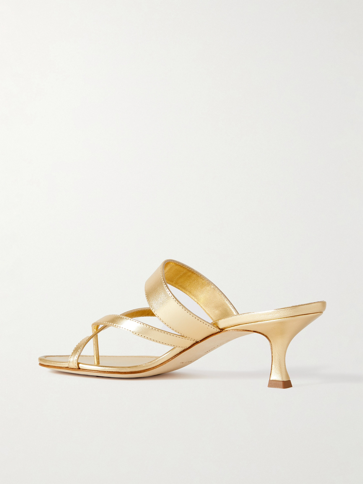 Shop Manolo Blahnik Susa 50 Metallic Leather Sandals In Gold