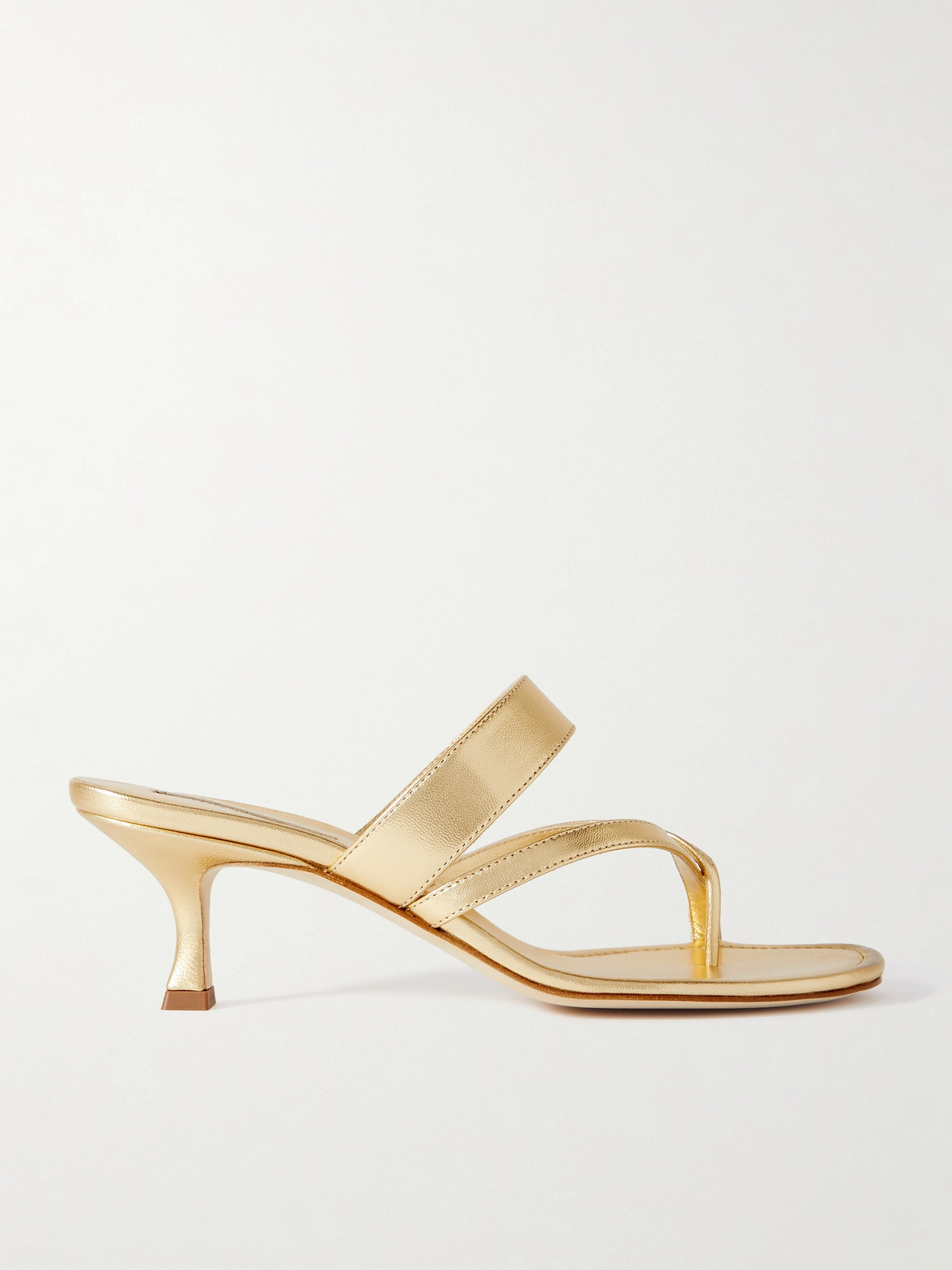 Manolo Blahnik - Susa 50 Metallic Leather Sandals - Gold