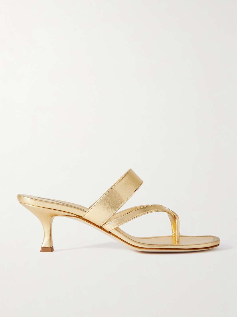 Manolo Blahnik Susa 50 Metallic Leather Sandals