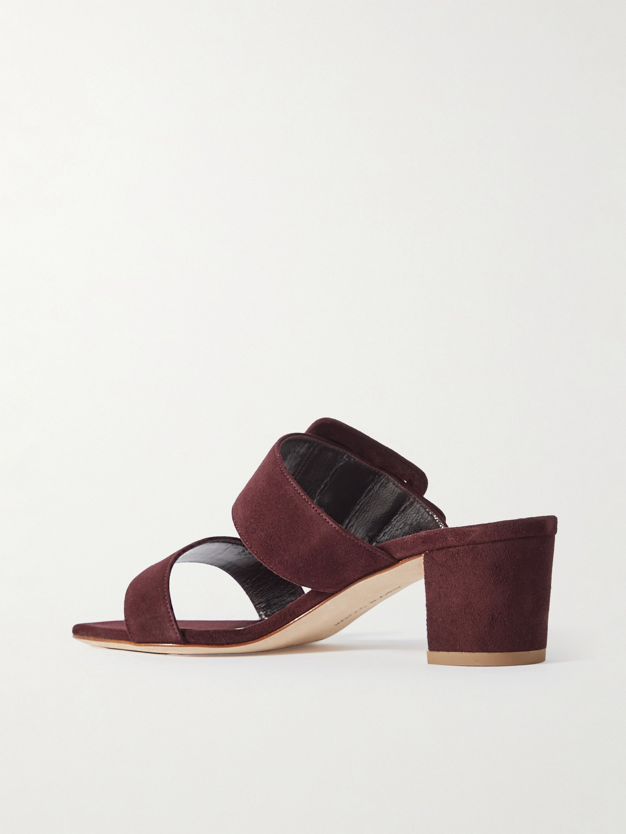 Manolo Blahnik Titubanew 50 Buckled Suede Sandals In Burgundy