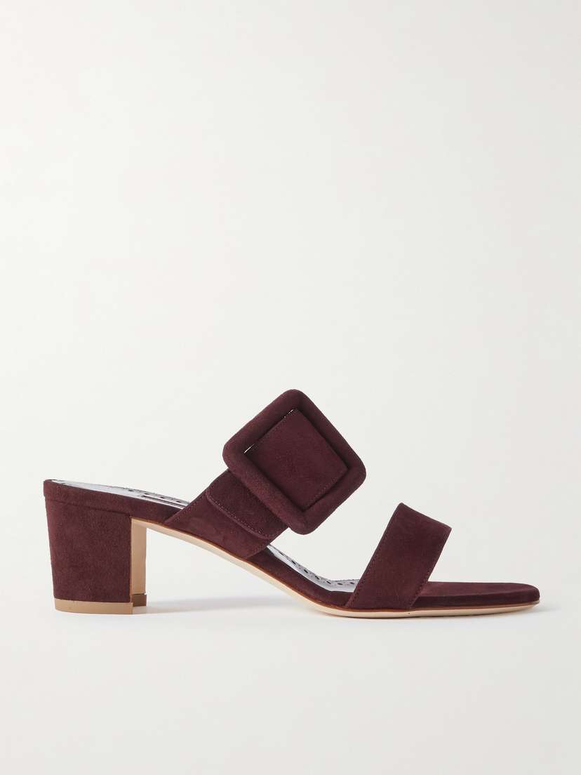 Manolo Blahnik Titubanew 50 Buckled Suede Sandals