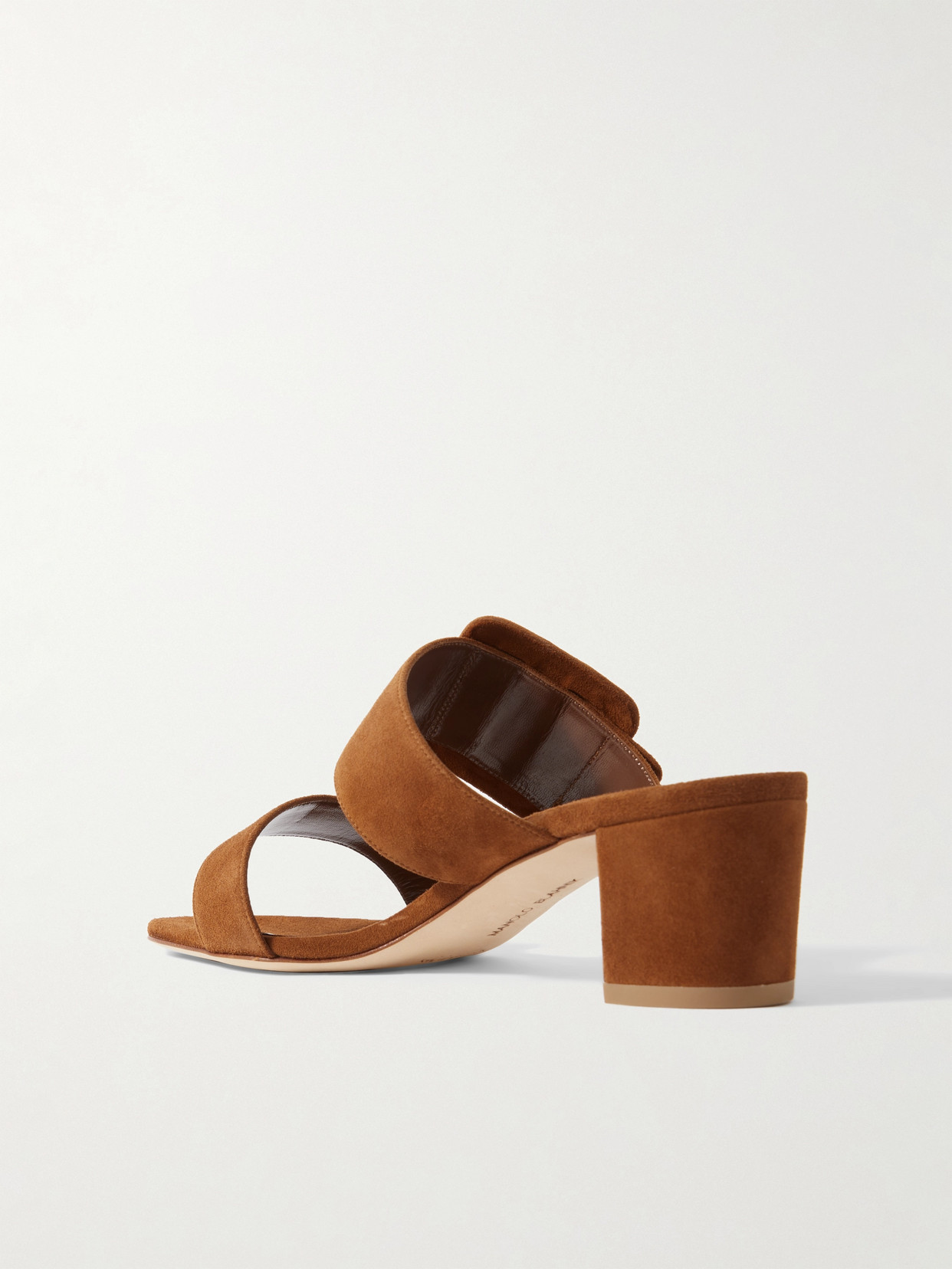 Shop Manolo Blahnik Titubanew 50 Buckled Suede Sandals In Brown