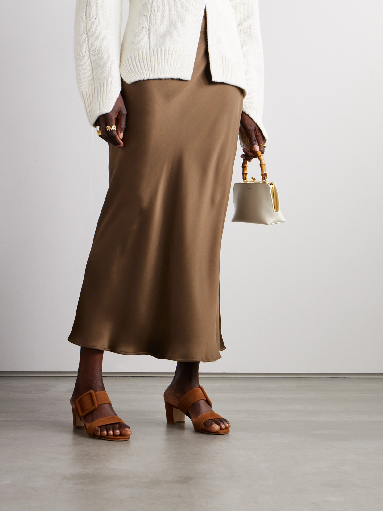 Manolo Blahnik Titubanew 50 Buckled Suede Sandals In Brown