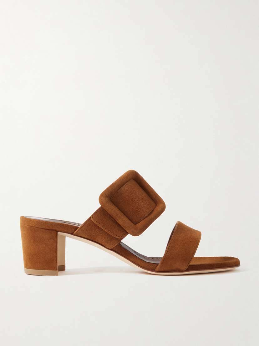 Manolo Blahnik Titubanew 50 Buckled Suede Sandals