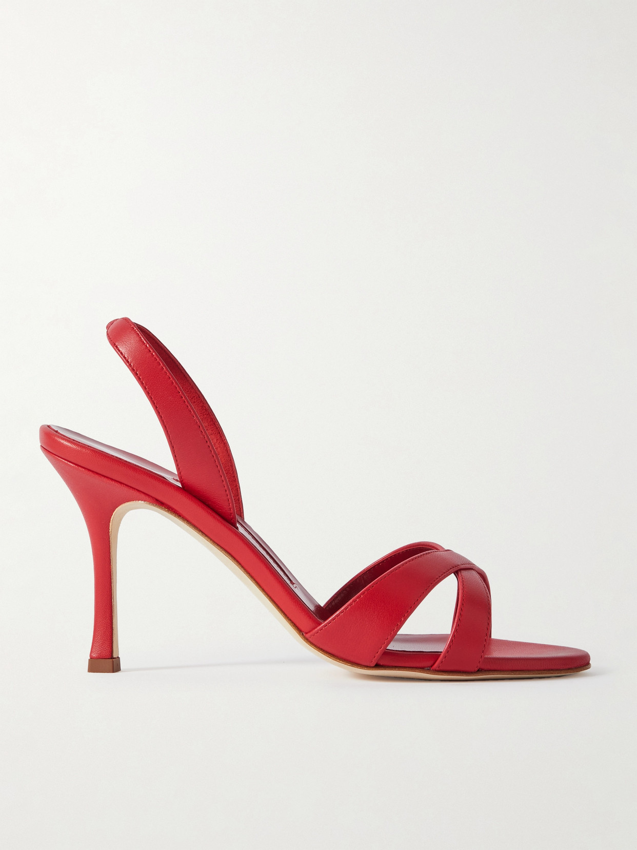 Manolo Blahnik - Callasli 90 Leather Slingback Sandals - Red