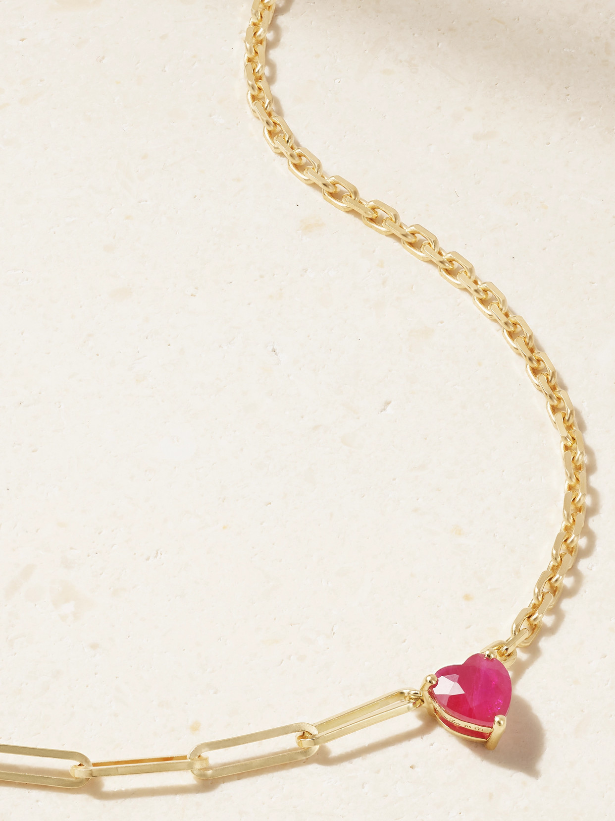 Yvonne Léon Solitaire 18-karat Gold Ruby Necklace - Red