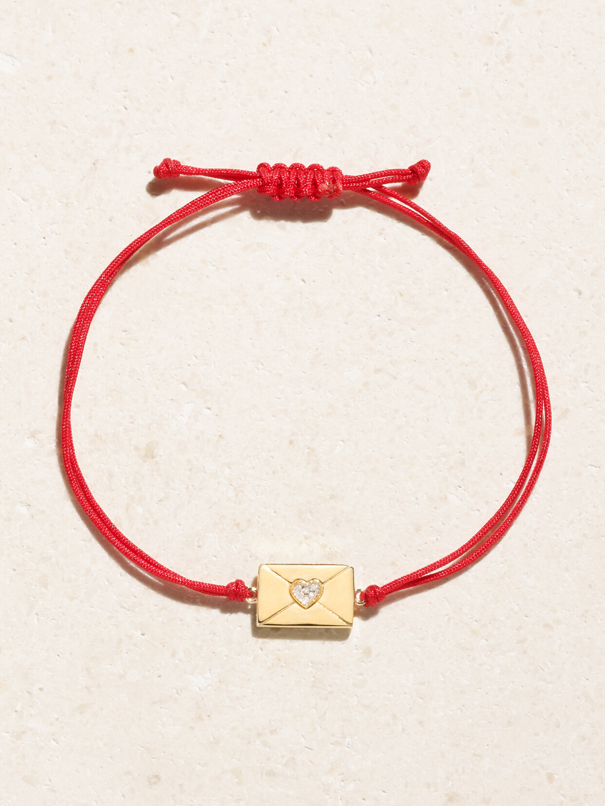 Yvonne Léon 9-karat Gold, Cord And Diamond Bracelet - Red