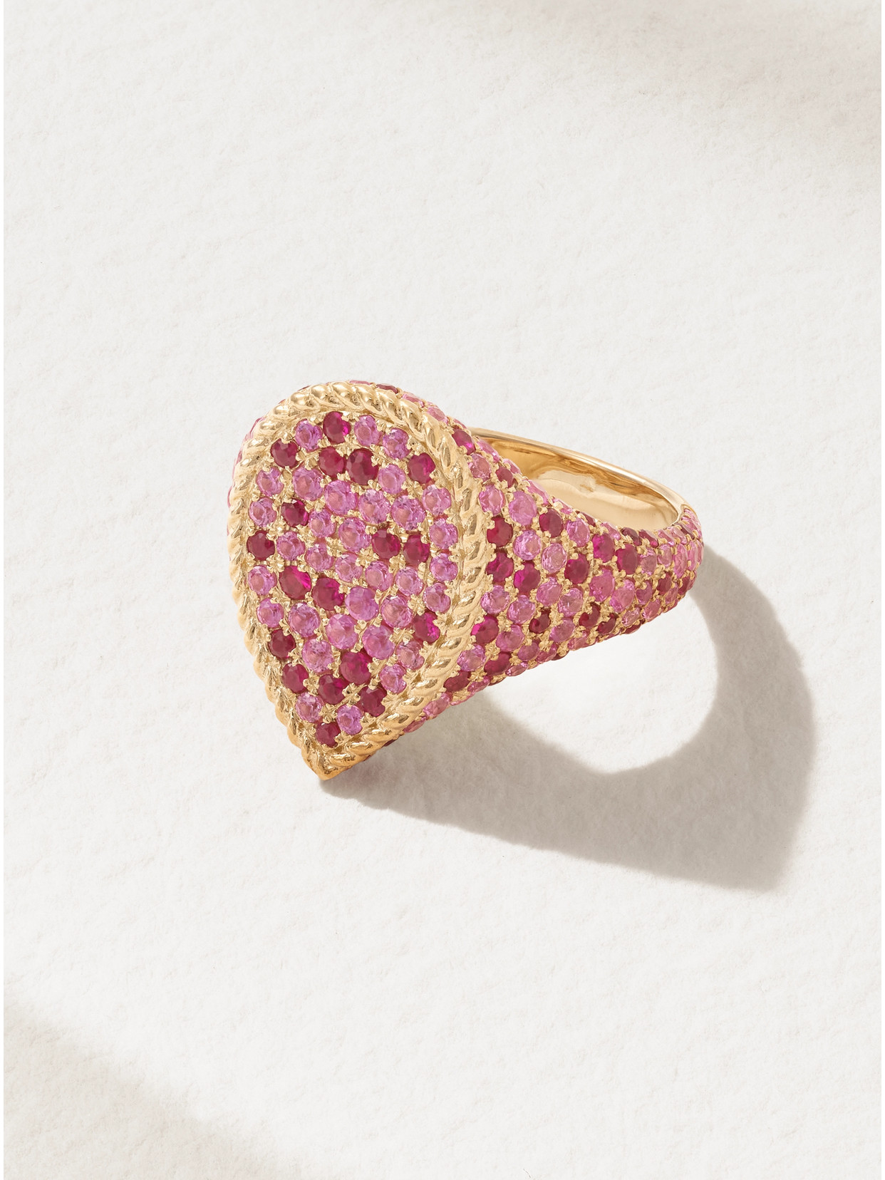 Yvonne Léon 18-karat Gold, Ruby And Sapphire Signet Ring In Pink