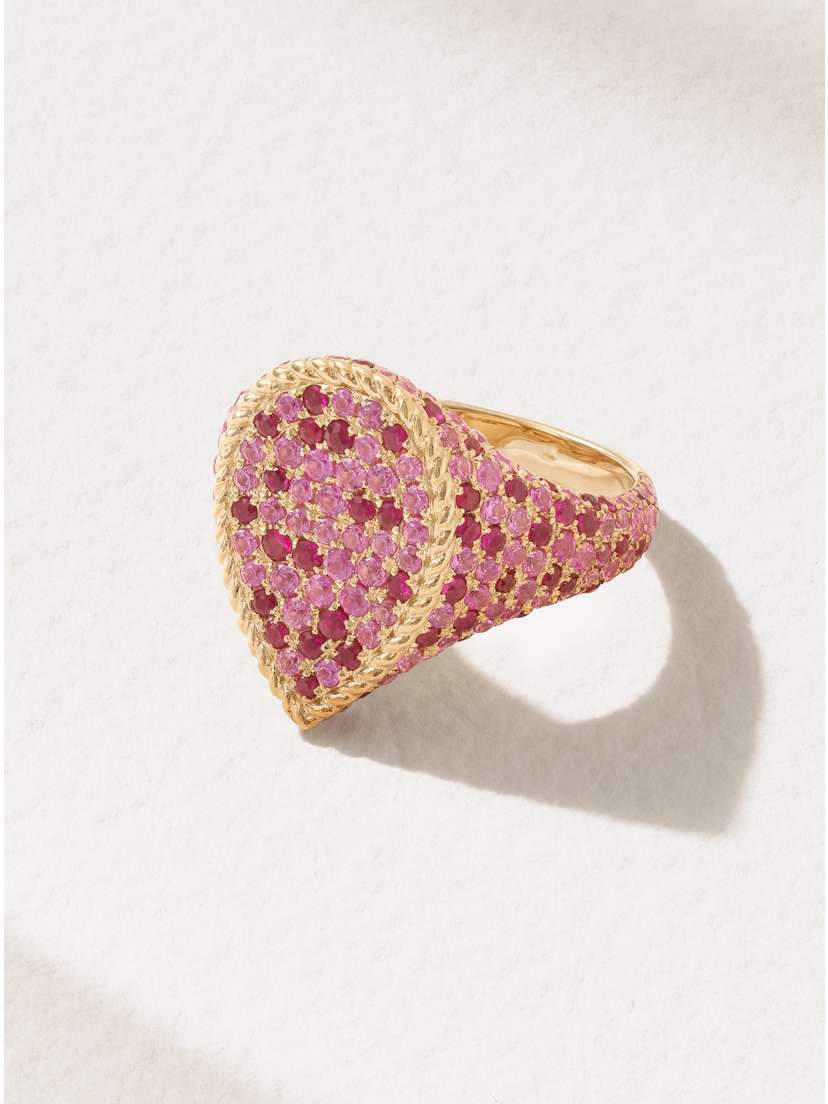 Yvonne Léon 18-karat Gold, Ruby And Sapphire Signet Ring