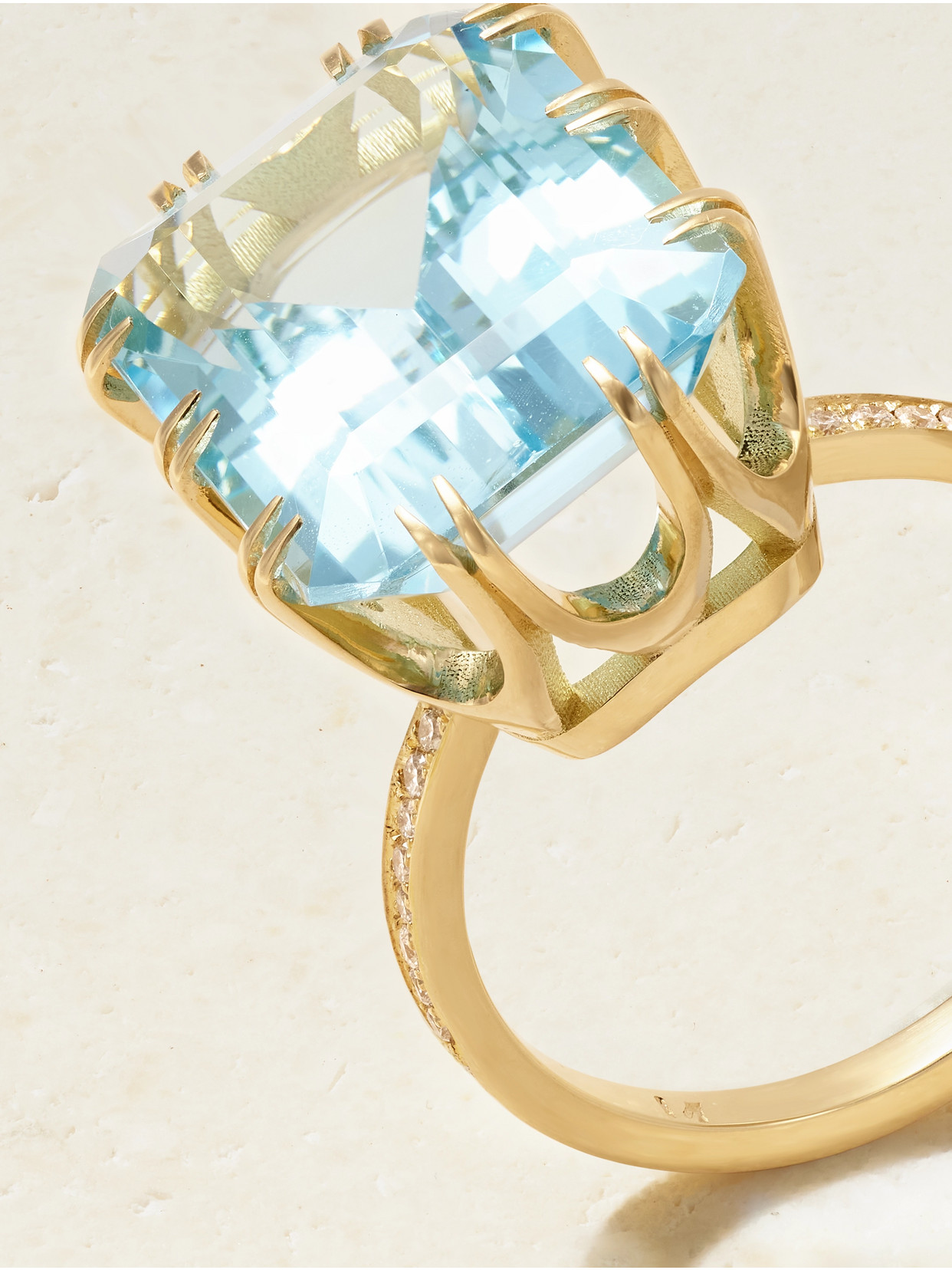Ileana Makri 18kt Gold Ring With Topaz And Diamonds In Gold