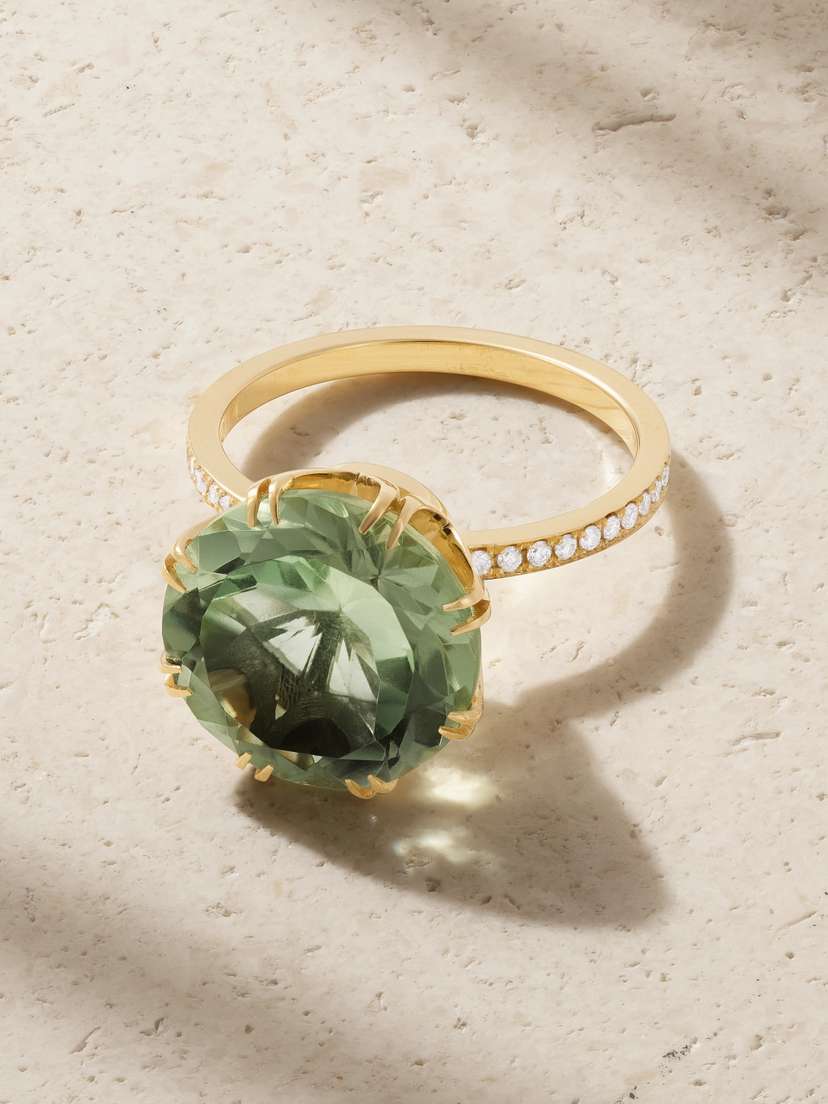 Ileana Makri Solitaire Crown 18-karat Gold, Amethyst And Diamond Ring