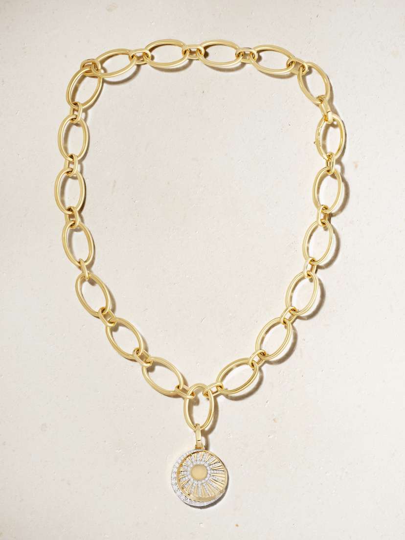 Foundrae Balance Oval Infinity 18-karat Gold Diamond Necklace