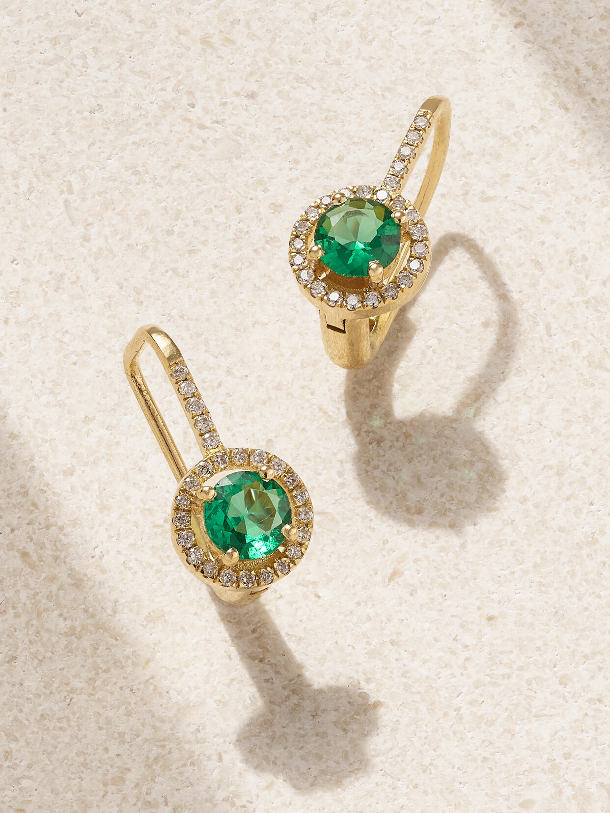 Ileana Makri Waterfall 18-karat Gold, Emerald And Diamond Earrings