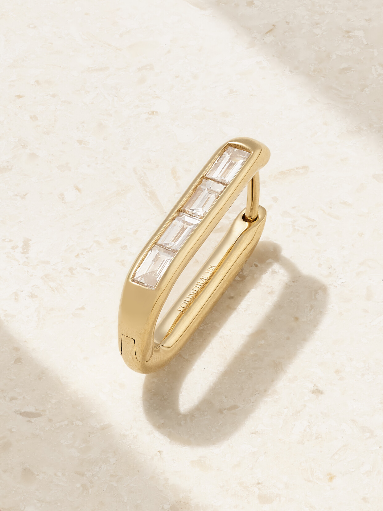 FoundRae - Fob 18-karat Gold Diamond Single Hoop Earring - One size