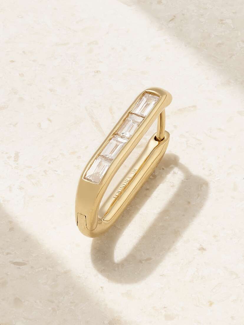 Foundrae Fob 18-karat Gold Diamond Single Hoop Earring