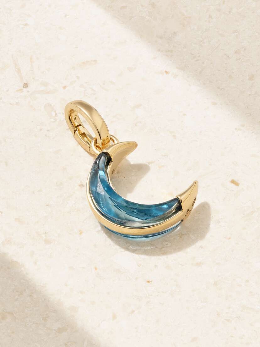 Foundrae Crescent Karma 18-karat Gold Topaz Pendant
