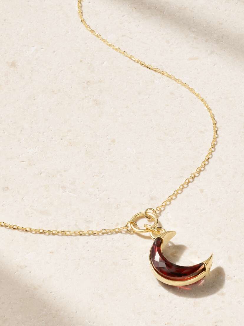 Foundrae Crescent Karma 18-karat Gold Garnet Necklace