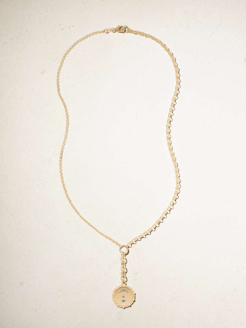 Foundrae Pause Internal Compass 18-karat Gold, Topaz And Diamond Necklace