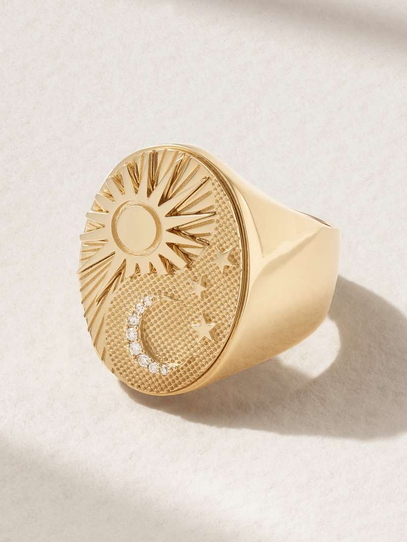 Foundrae Balance Big Daddy 18-karat Gold Diamond Signet Ring