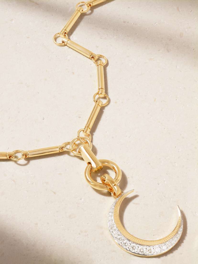 Foundrae Element Chain Crescent Story 18-karat Diamond Necklace - One size