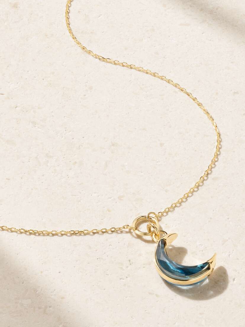 Foundrae Crescent Karma 18-karat Gold Topaz Necklace