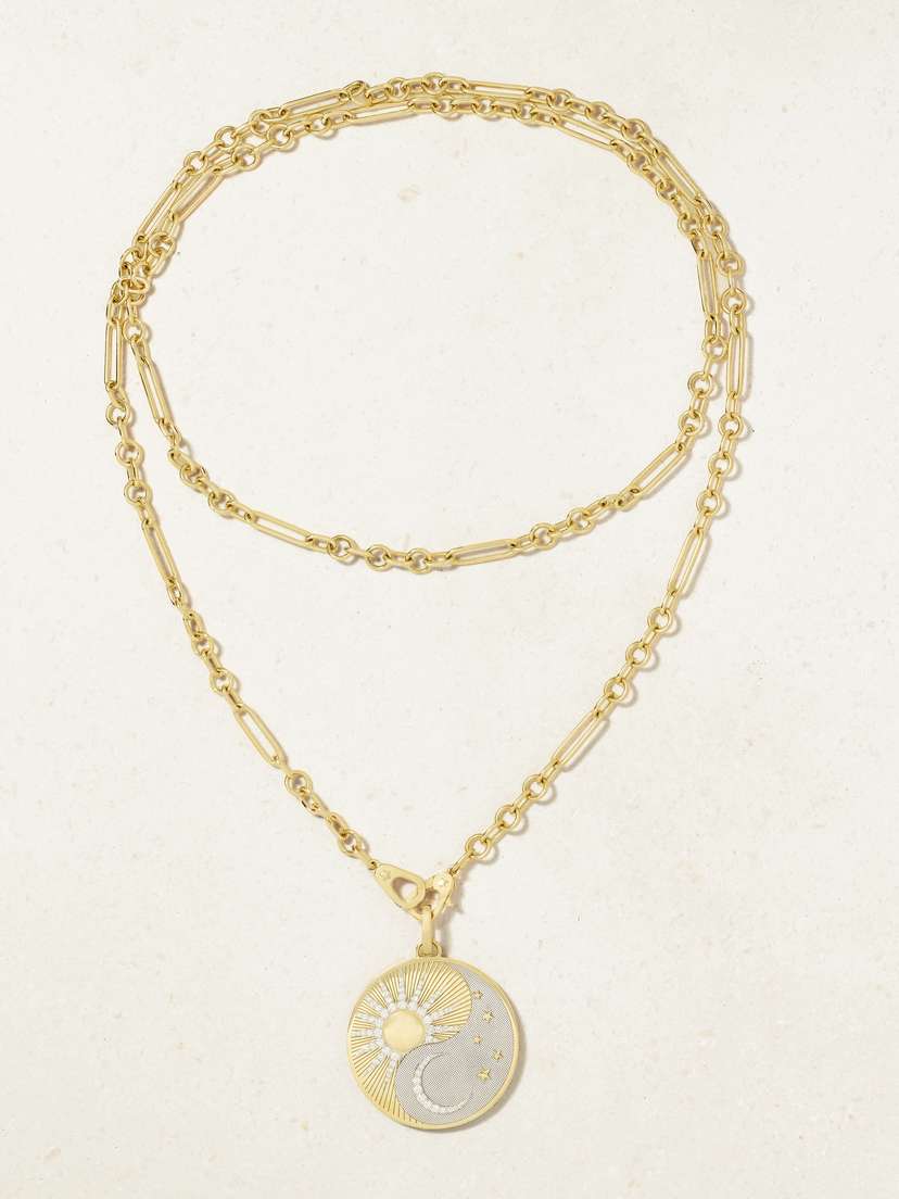 Foundrae Balance Sister Hook Small Mixed Clip Chain 18-karat Yellow And White Gold Diamond Necklace