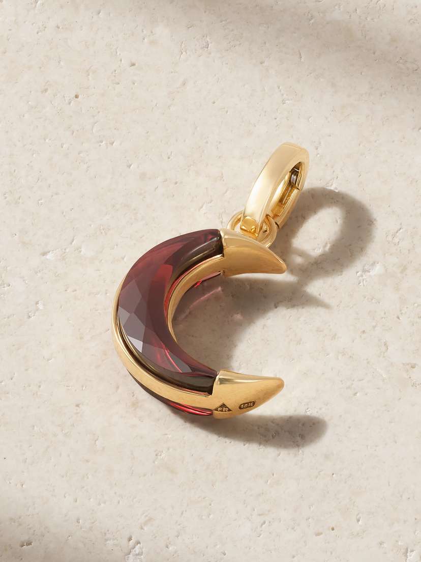 Foundrae Crescent Karma 18-karat Gold Garnet Pendant