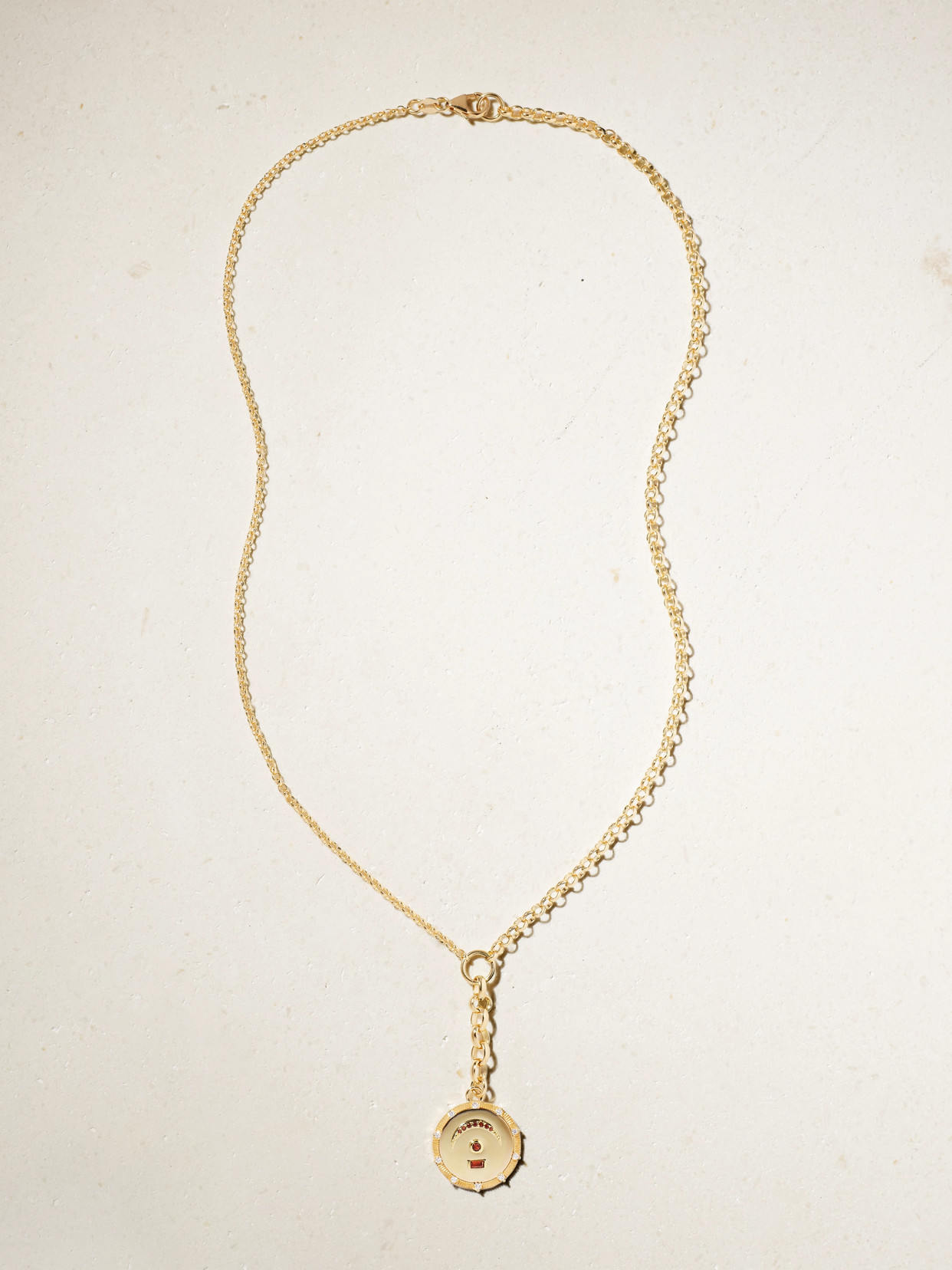 Foundrae Pause Internal Compass 18-karat , Diamond And Garnet Necklace