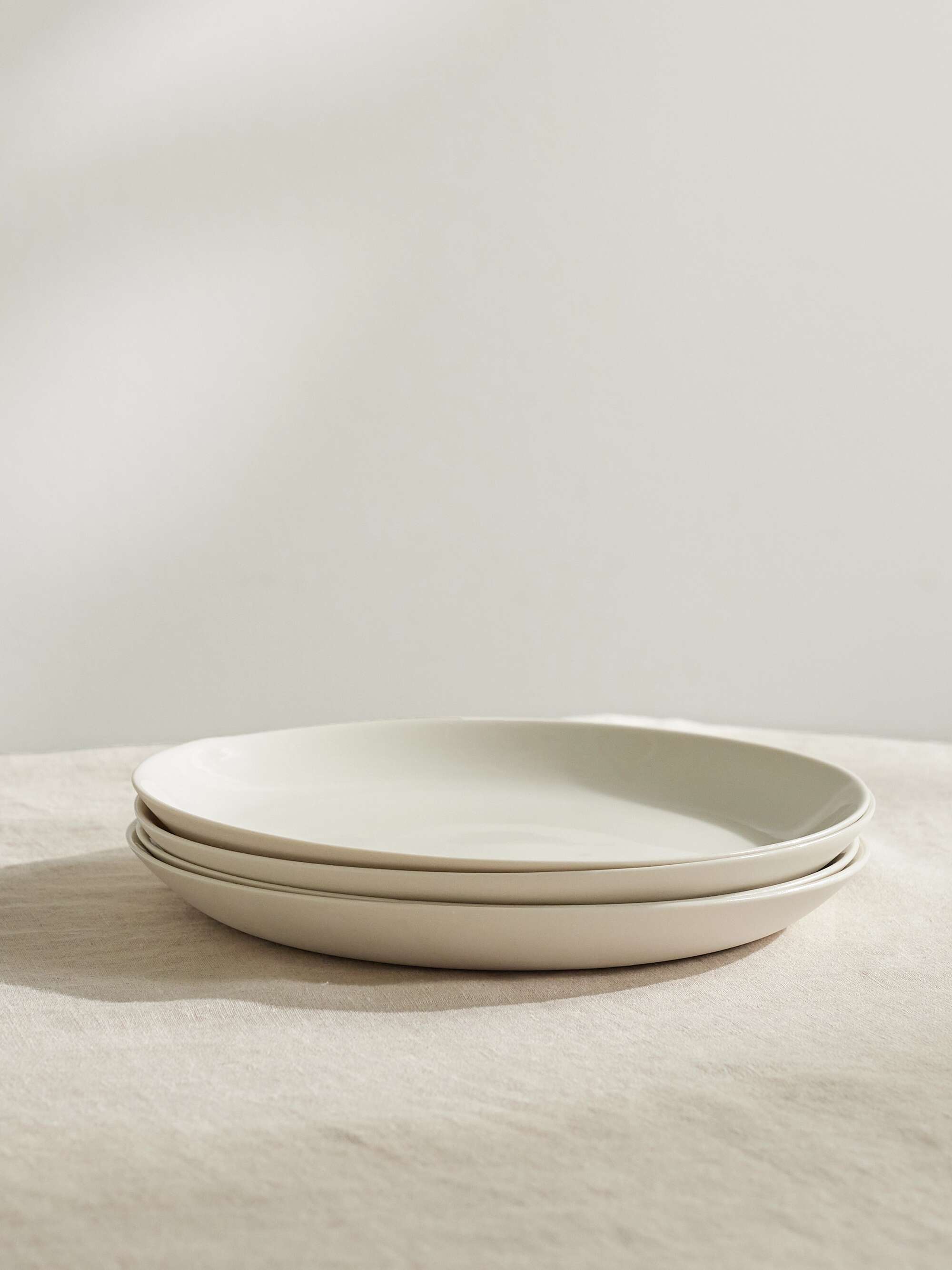 Set of four porcelain salad plates