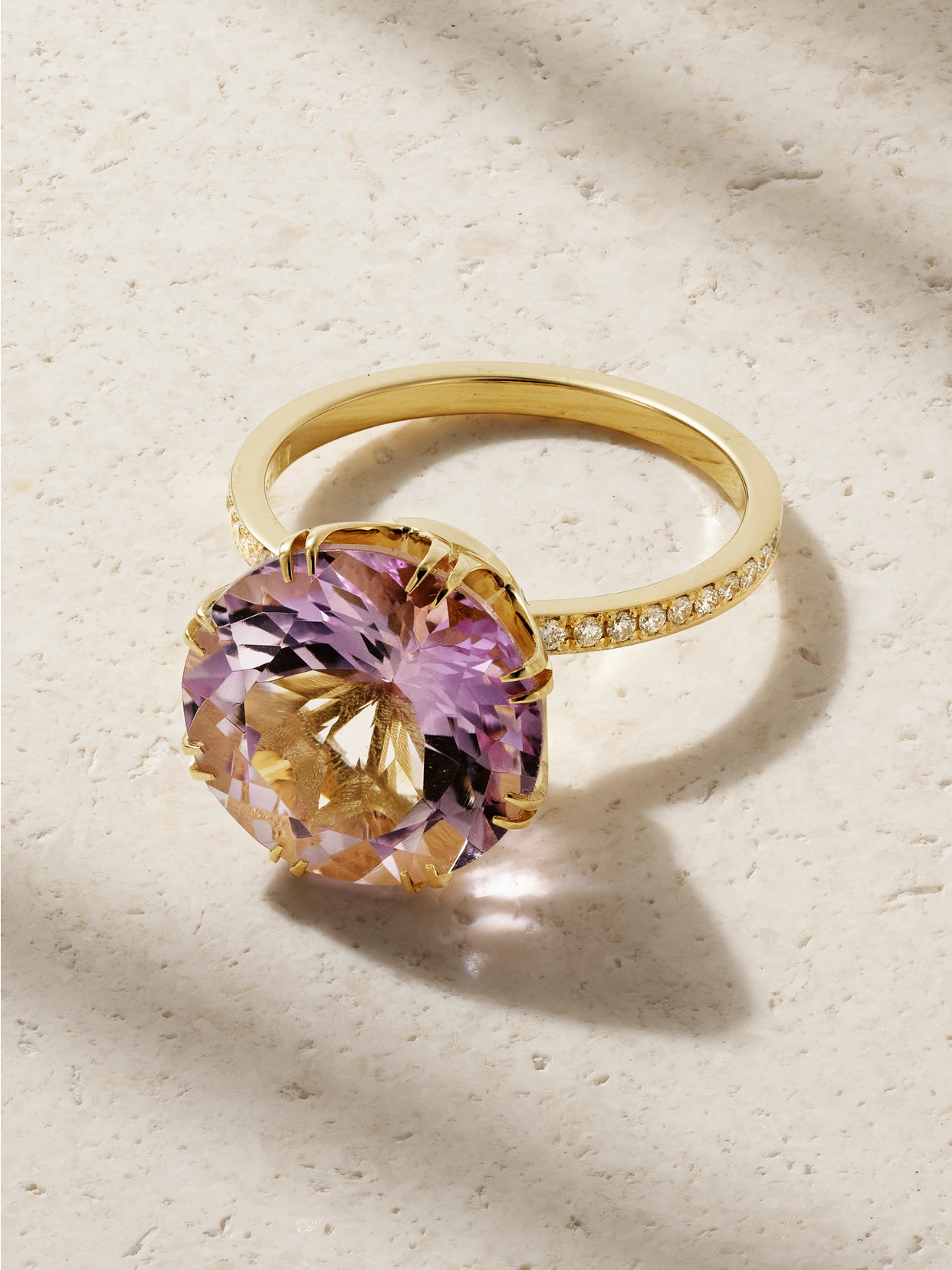 Ileana Makri Solitaire Crown 18-karat Gold, Amethyst And Diamond Ring