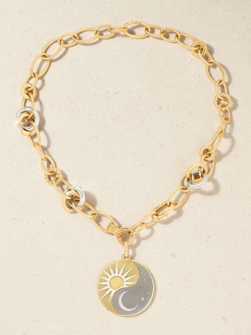 Foundrae Balance Menagerie 18-karat Yellow And White Gold Diamond Necklace