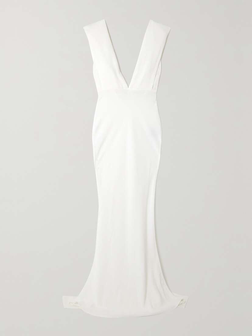 16Arlington Sina Cape-effect Crepe Gown