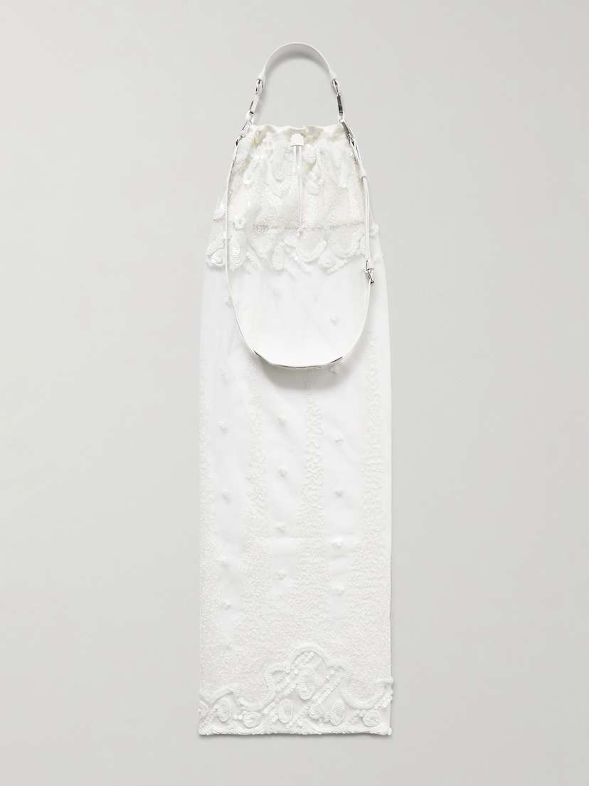 16Arlington Agatha Leather, Satin And Embellished Tulle Shoulder Bag