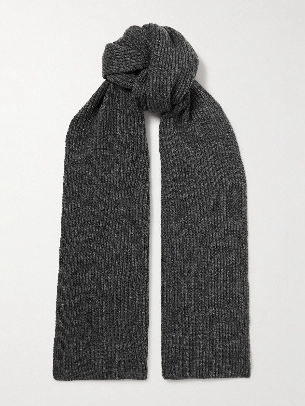 Johnstons Of Elgin Ribbed Cashmere Scarf In Gray